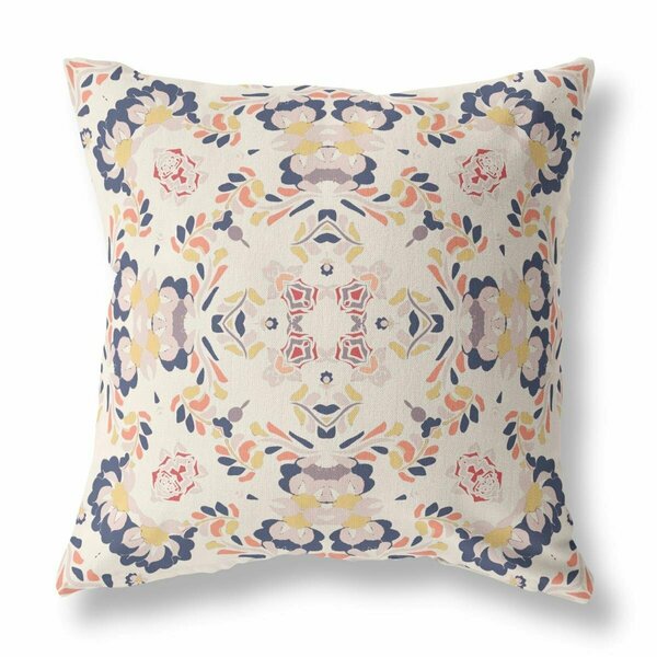 Palacedesigns 26 in. Filigree Indoor & Outdoor Zip Throw Pillow White & Blue PA3680096